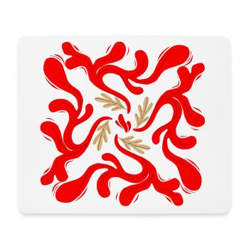 Rote Florale Ranken Muster - Mousepad (Querformat) - Weiß - Vorne