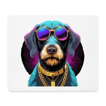 Cadeau de chien allemand à poil dur Gangsta Gangster - Tapis de souris (format paysage) - blanc - Devant