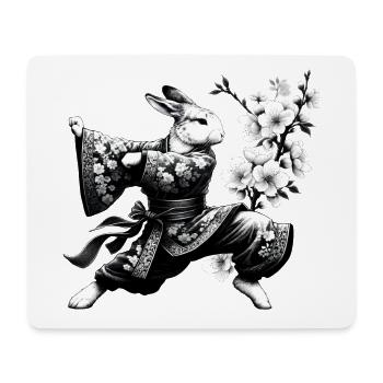 Hase mit Kimono in einer Kung Fu Kampfstellung - Mousepad (Querformat) - Weiß - Vorne