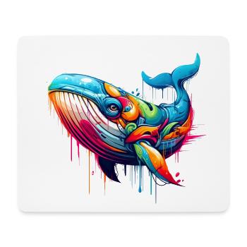 Lebendiges Motiv eines Wals in Graffiti-Technik - Mousepad (Querformat) - Weiß - Vorne