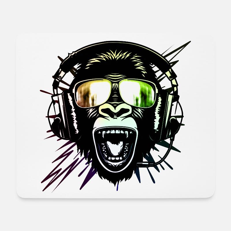 Affe mit Neonbrille - Mousepad (Querformat) - Weiß