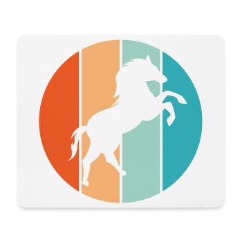 Pferd retro Farben Galopp Tiere Natur Illustration - Mousepad (Querformat) - Weiß - Vorne