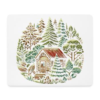 naturverbunden Leben mit einem Tiny House im Wald - Mousepad (Querformat) - Weiß - Vorne