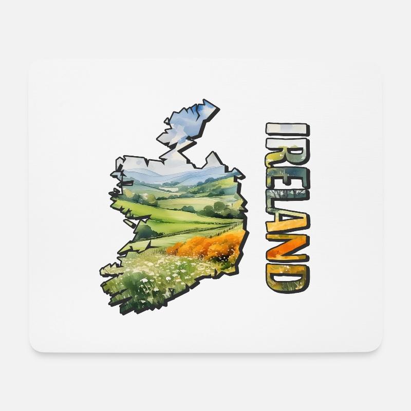 Aquarell Landkarte Irland - Mousepad (Querformat) - Weiß