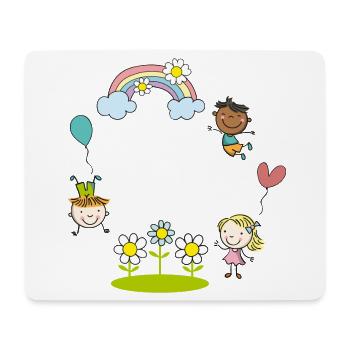 Ballon des enfants de la Terre avec des fleurs arc-en-ciel - Tapis de souris (format paysage) - blanc - Devant