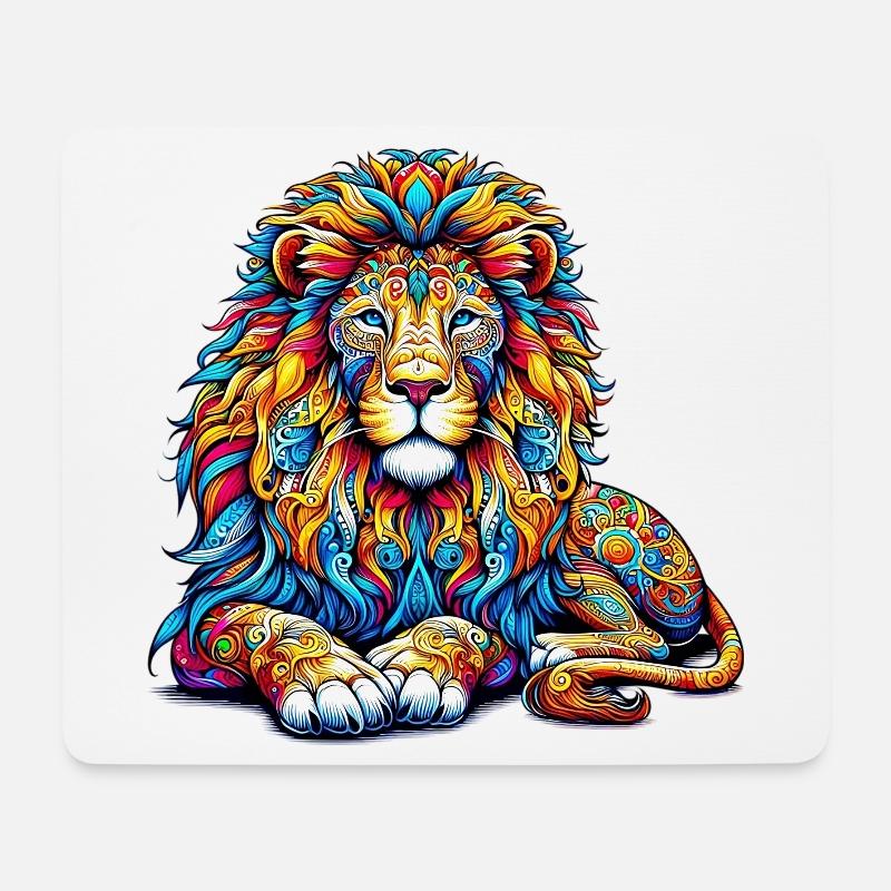 Löwe - Mousepad (Querformat) - Weiß