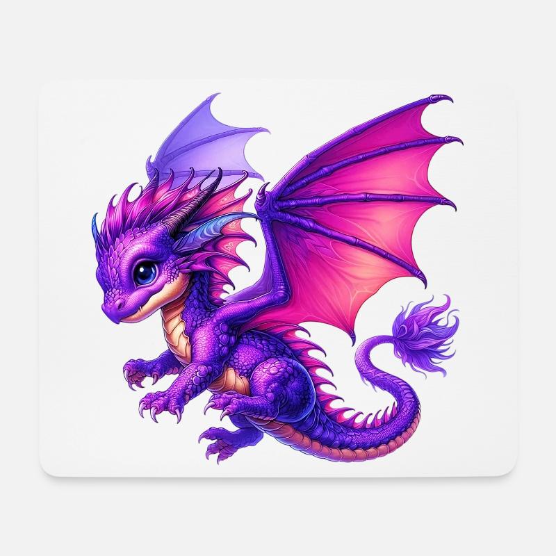 Drache - Mousepad (Querformat) - Weiß