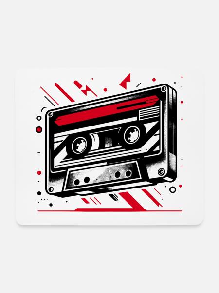 Musik Kassette im Retro-Stil 80er und 90er Stil - Mousepad (Querformat) - Weiß