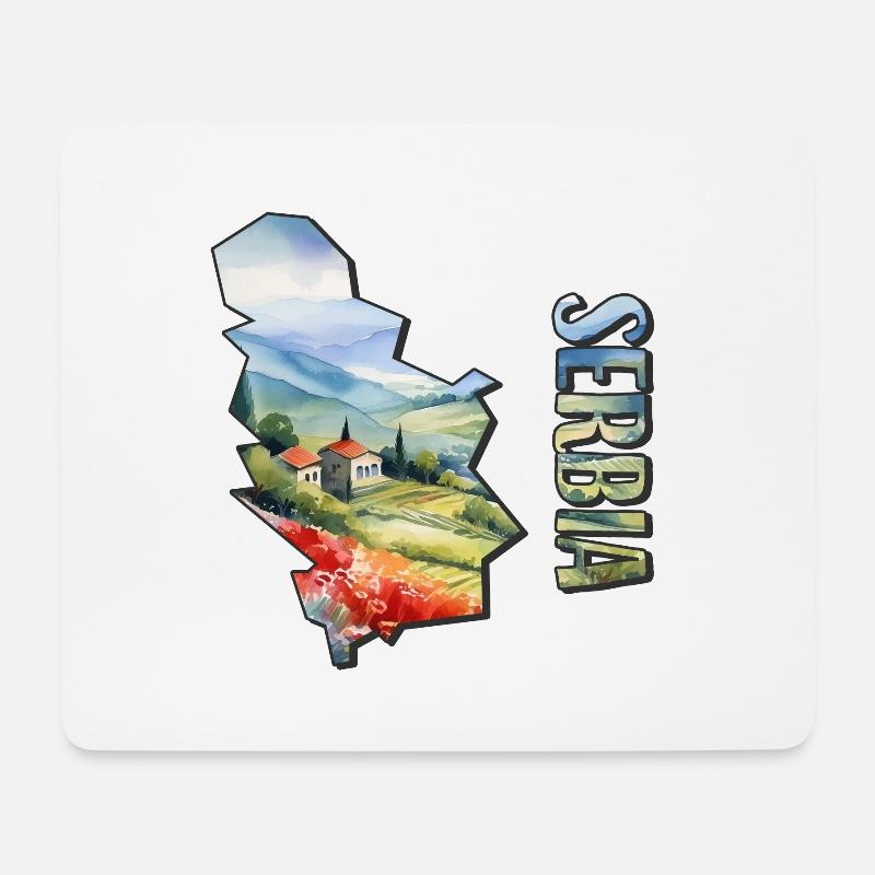 Aquarell Landkarte Serbien - Mousepad (Querformat) - Weiß