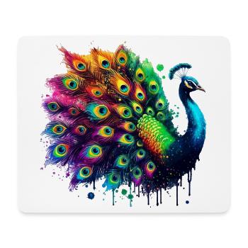 Pfau - Mousepad (Querformat) - Weiß - Vorne