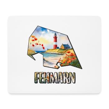 Aquarell Landkarte Fehmarn - Mousepad (Querformat) - Weiß - Vorne