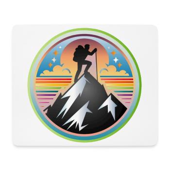 Montagnes avec un alpiniste au sommet - Tapis de souris (format paysage) - blanc - Devant