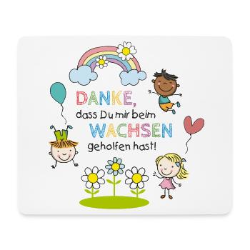 Dankesspruch Kita | Kinder - Regenbogen - Blumen  - Mousepad (Querformat) - Weiß - Vorne
