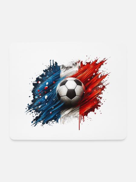 Viva Französischer Fußball, Flagge Frankreichs - Mousepad (Querformat) - Weiß