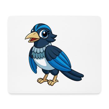 Magpie Cute Mascot Cartoon Character Kawaii - Mouse Pad (horizontal) - white - Front