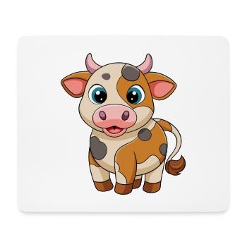 Kuh Niedliche Maskottchen Zeichentrickfigur Kawaii - Mousepad (Querformat) - Weiß - Vorne