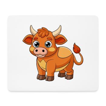 Bull Cute Mascot Cartoon Character Kawaii - Mouse Pad (horizontal) - white - Front