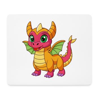 Dragon Cute Mascot Cartoon Character Kawaii - Mouse Pad (horizontal) - white - Front
