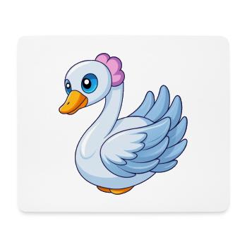 Cygne Mascotte mignonne Personnage de dessin animé Kawaii - Tapis de souris (format paysage) - blanc - Devant