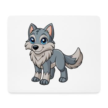 Wolf Niedliche Maskottchen Zeichentrickfigur Kawaii - Mousepad (Querformat) - Weiß - Vorne