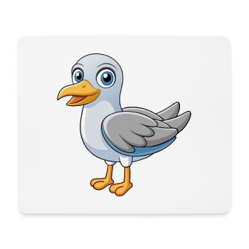 Mouette Mignon Mascotte Personnage De Dessin Animé Kawaii - Tapis de souris (format paysage) - blanc - Devant