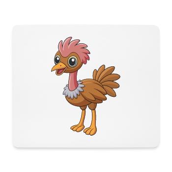 Autruche Mascotte Mignonne Personnage De Dessin Animé Kawaii - Tapis de souris (format paysage) - blanc - Devant