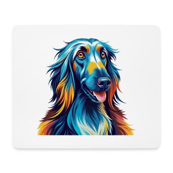Chien de chasse afghan Race Coloré Dessin animé Kawaii - Tapis de souris (format paysage) - blanc - Devant