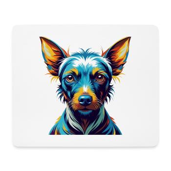 American Hairless Terrier Chien Race Dessin animé Kawaii - Tapis de souris (format paysage) - blanc - Devant