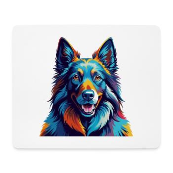 Chien de berger belge race Coloré Dessin animé Kawaii - Tapis de souris (format paysage) - blanc - Devant