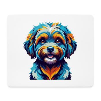 Bichon frisé Race de chien Dessin animé coloré Kawaii - Tapis de souris (format paysage) - blanc - Devant