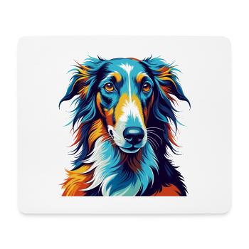 Borzoi Dog Breed Colorful Cartoon Kawaii - Mouse Pad (horizontal) - white - Front