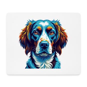 Bretagne, race de chien, dessin animé coloré, Kawaii - Tapis de souris (format paysage) - blanc - Devant