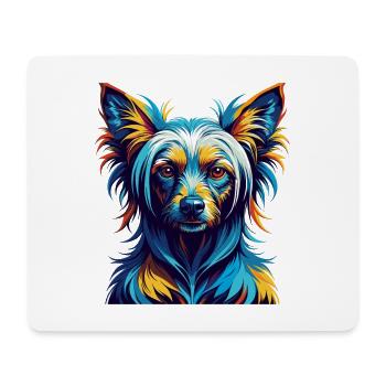 Chien à crête chinoise race dessin animé coloré Kawaii - Tapis de souris (format paysage) - blanc - Devant