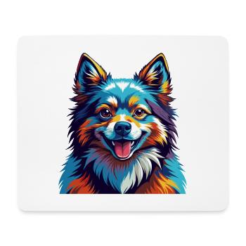 Spitz indien chien race Dessin animé coloré Kawaii - Tapis de souris (format paysage) - blanc - Devant