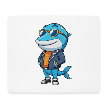 Wal Lustige Cartoon Kawaii Jacke Sonnenbrille - Mousepad (Querformat) - Weiß - Vorne