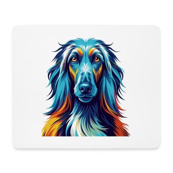 Chien de chasse afghan Race Coloré Dessin animé Kawaii - Tapis de souris (format paysage) - blanc - Devant