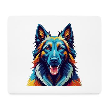 Belgian Tervuren Dog Breed Colorful Cartoon Kawaii - Mouse Pad (horizontal) - white - Front