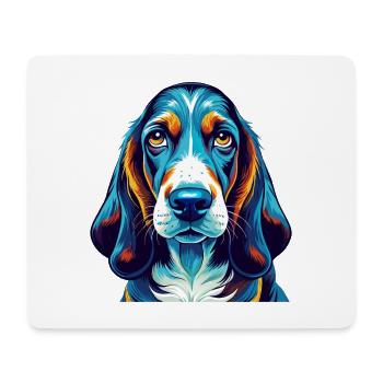 Blaue Gascogne Basset Hunderasse Karikatur Kawaii - Mousepad (Querformat) - Weiß - Vorne