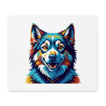 Sibirische Laika Hunderasse Bunte Karikatur Kawaii - Mousepad (Querformat) - Weiß - Vorne