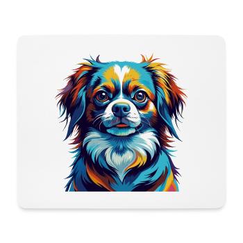 Épagneul tibétain chien race Dessin animé coloré Kawaii - Tapis de souris (format paysage) - blanc - Devant