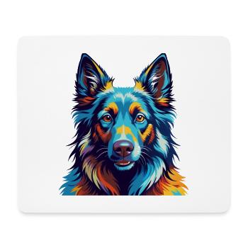 Chien de berger belge race Coloré Dessin animé Kawaii - Tapis de souris (format paysage) - blanc - Devant