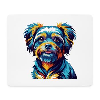 Bichon Yorkie Dog Breed Colorful Cartoon Kawaii - Mouse Pad (horizontal) - white - Front
