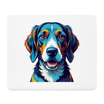 English Foxhound Dog Breed Colorful Cartoon Kawaii - Mouse Pad (horizontal) - white - Front