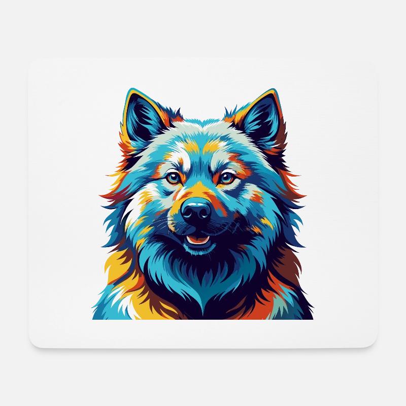 Eurasier Hunderasse Bunte Karikatur Kawaii - Mousepad (Querformat) - Weiß