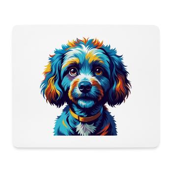 caniche miniature chien race coloré dessin animé kawaii - Tapis de souris (format paysage) - blanc - Devant