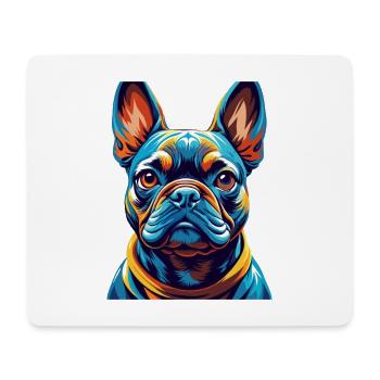 Bouledogue Français Race Coloré Dessin Animé Kawaii - Tapis de souris (format paysage) - blanc - Devant