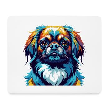 Race de chien pékinois Dessin animé coloré Kawaii - Tapis de souris (format paysage) - blanc - Devant