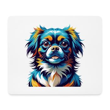 Épagneul tibétain chien race Dessin animé coloré Kawaii - Tapis de souris (format paysage) - blanc - Devant