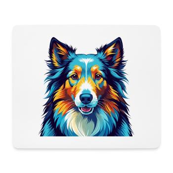 Chien de berger Shetland race Coloré Dessin animé Kawaii - Tapis de souris (format paysage) - blanc - Devant