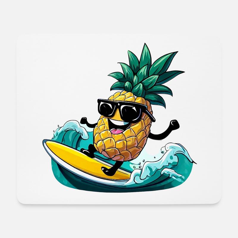 Ananas-Surfen mit Sonnenbrille am Meer - Mousepad (Querformat) - Weiß